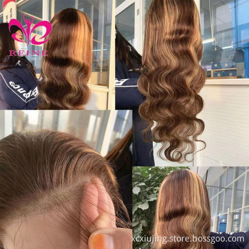 P4/30 Body Wave Highlight Colored HD Lace Part Human Hair Wigs Piano 13*4 Lace Frontal  Wig Brazilian Remy Wigs For Women
